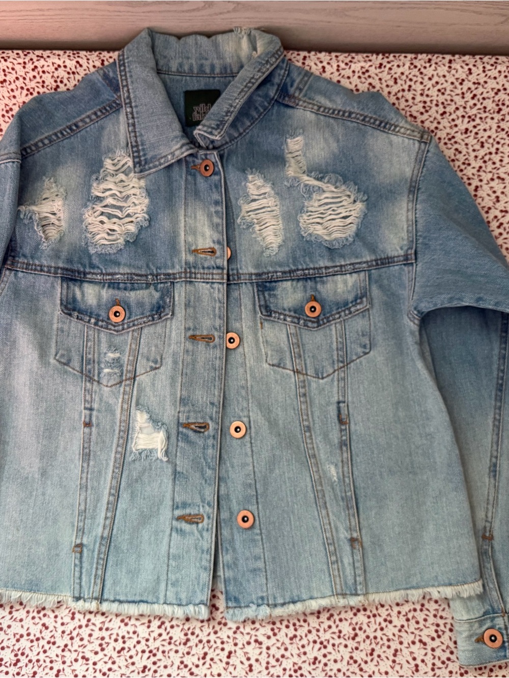 wild fable Light Blue Denim Jacket with Green Label